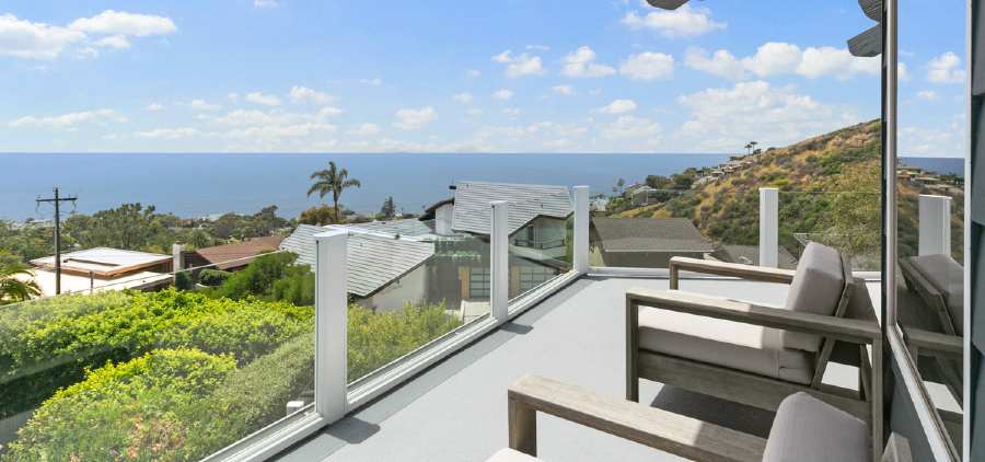 top balcony with ocean views from south laguna beach home for lease